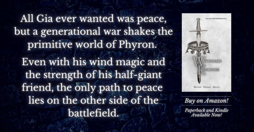 withered kingdom book cover available on amazon and kindle quote about peace on the other side of the battlefield
