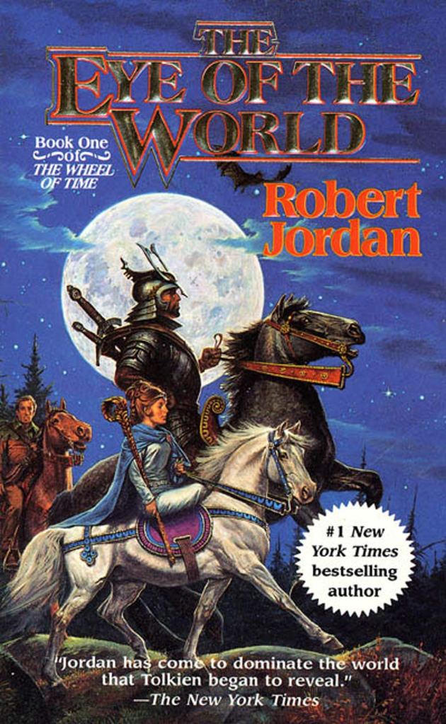 the eye of the world by robert jordan cover blue night sky with horses knight and witch